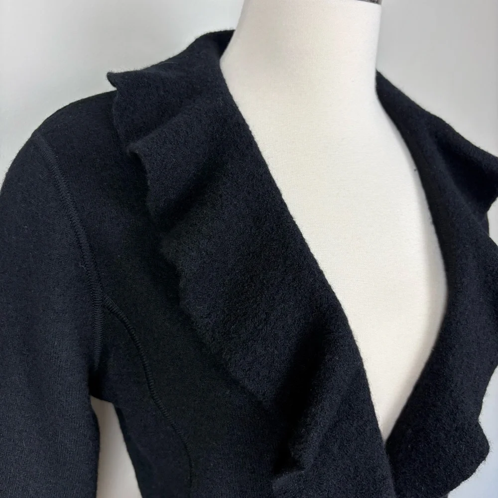 Jones New‎ York Petite Collection Wool Jacket Size M Black Ruffled Work Church